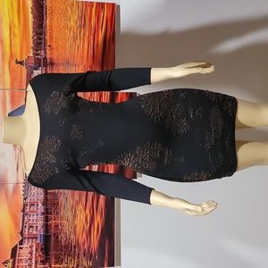 Guess by Marciano little black Bodycon dress with gold detail XS